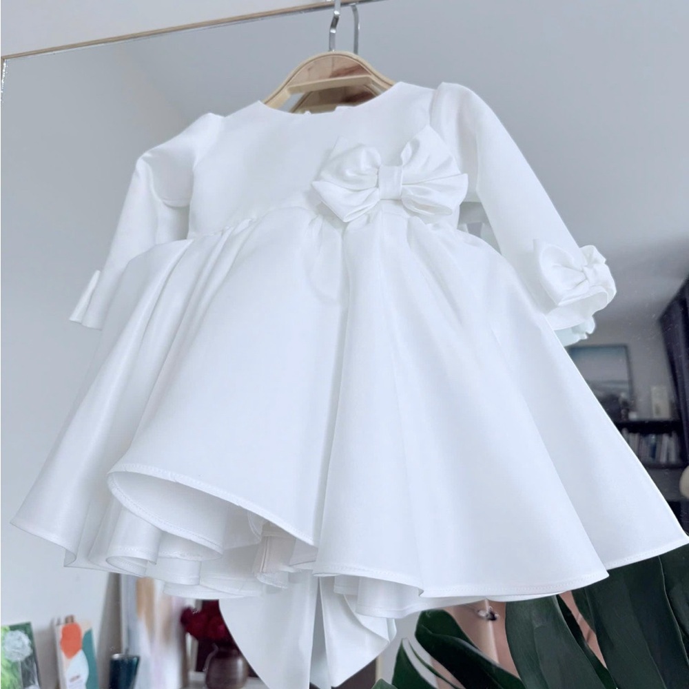 Elegant White Baby Dress with Bows
